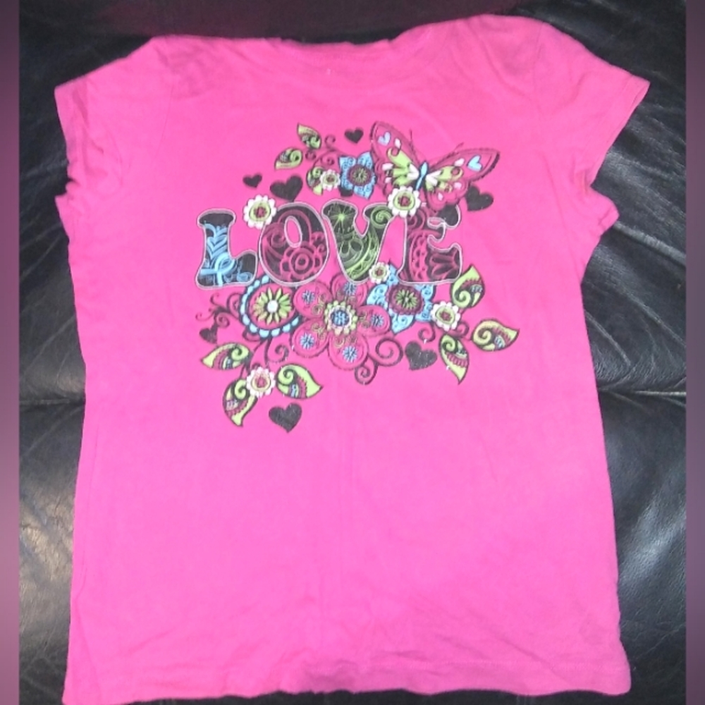 "1989 Place" Girl's Cap Sleeve Floral Print 'LOVE' T-shirt
